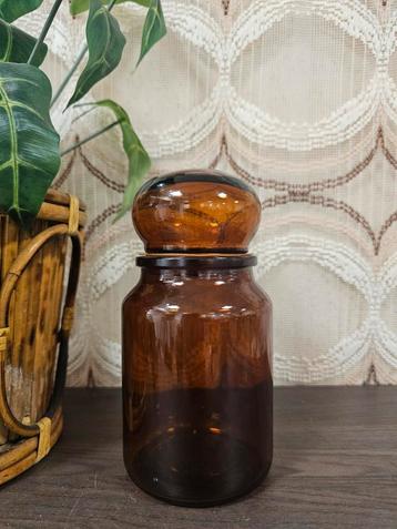 Retro glazen apothekerspot stolpfles bruin glas beschikbaar voor biedingen