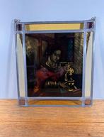 Vintage glas in lood gebrandschilderde raamhanger.304, Antiek en Kunst, Antiek | Glas en Kristal, Ophalen of Verzenden