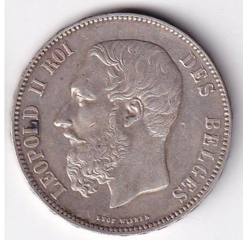 België, 5 Francs, 1875, zilver, Postzegels en Munten, Munten | België, Losse munt, Zilver, Zilver, Ophalen of Verzenden