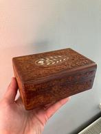 Vintage brocante hout houten doos doosje bruin, Antiek en Kunst, Ophalen of Verzenden