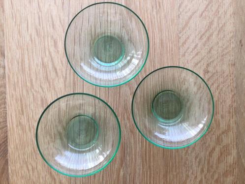 Copier Leerdam 3 meerblauw glazen bonbonschaaltjes 1930., Antiek en Kunst, Antiek | Glas en Kristal, Ophalen of Verzenden