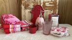 Rode - roze keukendoeken - theedoeken, emaille kroesje, Ophalen of Verzenden, Zo goed als nieuw