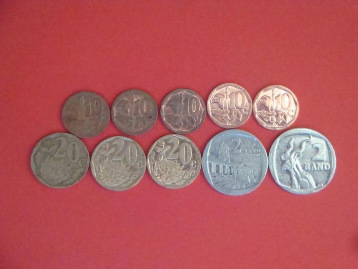 Lot Zuid-Afrika setje munten 10, 20 Cent, 2 Rand 1996 / 2019, Postzegels en Munten, Munten | Afrika, Setje, Zuid-Afrika, Verzenden