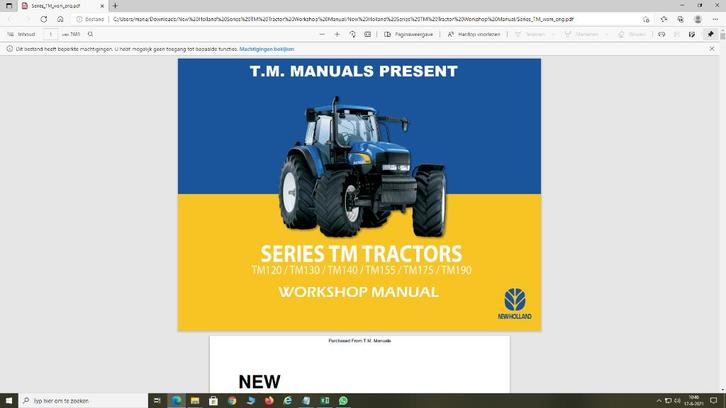 New Holland Series TM Tractor Workshop Manual, Auto diversen, Handleidingen en Instructieboekjes, Verzenden