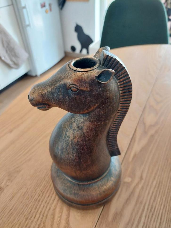Paardenhoofd Kandelaar Brons/Koper kleur, Huis en Inrichting, Woonaccessoires | Kandelaars en Kaarsen, Zo goed als nieuw, Kandelaar
