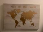 Wanddecoratie Map of the world op hout/bronze (L78xB55xD3), Huis en Inrichting, Ophalen of Verzenden, Zo goed als nieuw