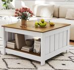 White Wooden Coffee Table (Witte Salontafel), Huis en Inrichting, Ophalen, 50 tot 100 cm, Vierkant, Nieuw
