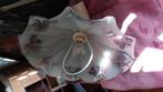 lamp hanglamp keukenlamp glas vintage wit blauw, Huis en Inrichting, Lampen | Hanglampen, Ophalen of Verzenden, Glas, Minder dan 50 cm