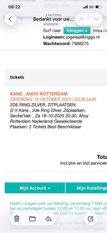 Te koop of ruilen afscheidsconcert Kane 18 okt beschikbaar voor biedingen