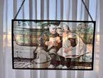 Vintage raamhanger Ot en Sien - glas met loden rand, Ophalen of Verzenden, Zo goed als nieuw