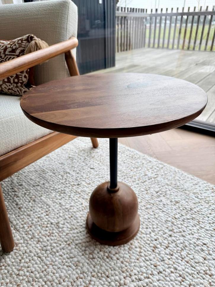Dutchbone Hazel Bijzettafel - Stijlvol!, Huis en Inrichting, Tafels | Bijzettafels, Zo goed als nieuw, Rond, 45 tot 60 cm, Minder dan 55 cm