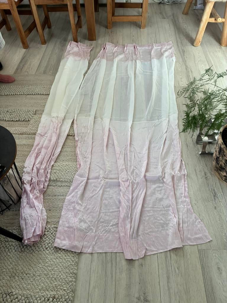 Lichtroze Gordijnen - 200x80cm, Ophalen of Verzenden, Zo goed als nieuw, 200 cm of meer, 200 cm of meer