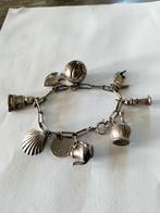 Prachtige antieke zilveren grove bedel armband., Verzenden, Zilver