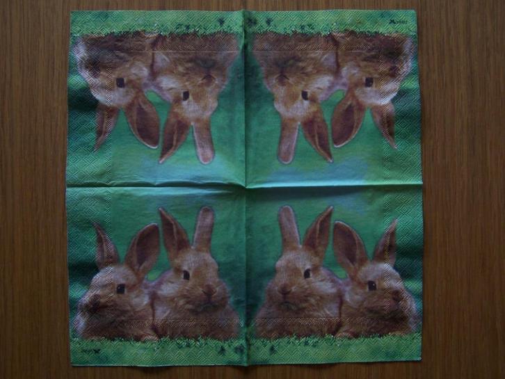 Servetten per stuk nr.10 (KONIJNEN), Hobby en Vrije tijd, Knutselen, Nieuw, Materiaal, Ophalen of Verzenden