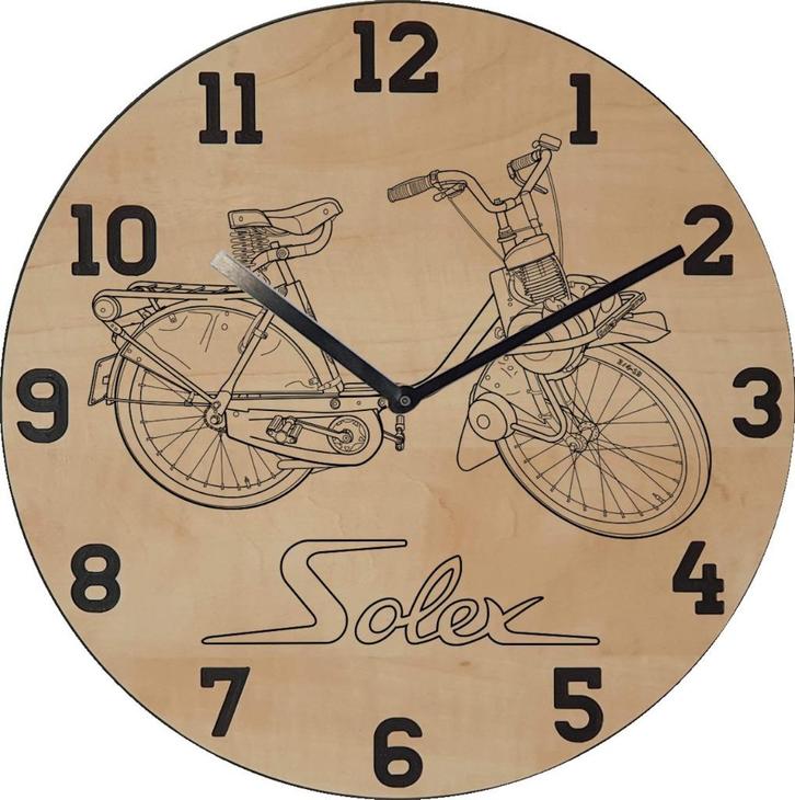 Themaklok met een Solex brommer als thema (2), Huis en Inrichting, Woonaccessoires | Klokken, Nieuw, Wandklok, Ophalen of Verzenden