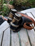 Messing verrekijker, zwart-bruin-goud uit 1930 in leren tas., Antiek en Kunst, Antiek | Gereedschap en Instrumenten, Verzenden