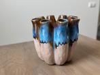 Vaas keramiek beige blauw, Blauw, Aardewerk of Porselein, Ophalen of Verzenden, Zo goed als nieuw