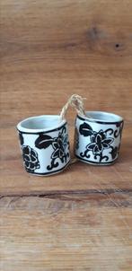 Servetringen zwart wit print Ø 4,3 cm setje van 2 stuks ring, Keramiek, Overige typen, Ophalen of Verzenden, Zo goed als nieuw