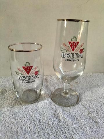 Oude bierglazen van 3 Hoefijzers uit Breda  beschikbaar voor biedingen