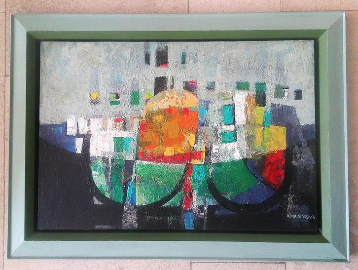 Henk Ames (1930-2018 Haarlem) - Abstraherend kunstwerk 2006, Antiek en Kunst, Kunst | Schilderijen | Klassiek, Ophalen of Verzenden