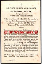 Resink Euphemia 1871 Steenwijk 1946 Zwolle x Reichenbach -16, Bidprentje, Ophalen of Verzenden