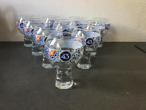Licor 43 grotere bolglazen Limited Edition (10) blauw oranje, Huis en Inrichting, Keuken | Servies, Zo goed als nieuw, Glas of Glazen