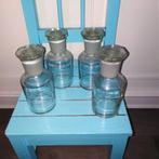 Oude gebruikte heldere apothekers potjes 4 stuks, Ophalen, Gebruikt