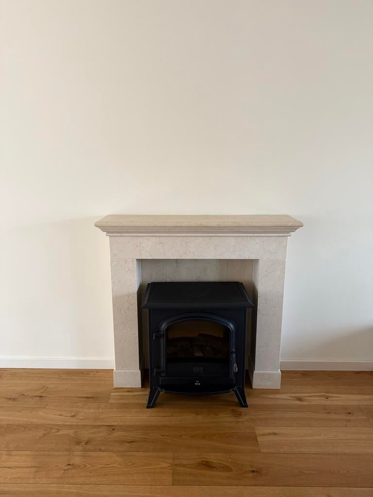 Marmeren Schouw met Elektrische Kachel, Huis en Inrichting, Kachels, Ophalen, Gebruikt, Overige soorten, Elektrisch