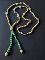 Art Deco Egyptian Revival ketting met uranium glaskralen, Sieraden, Tassen en Uiterlijk, Kettingen, Verzenden, Groen