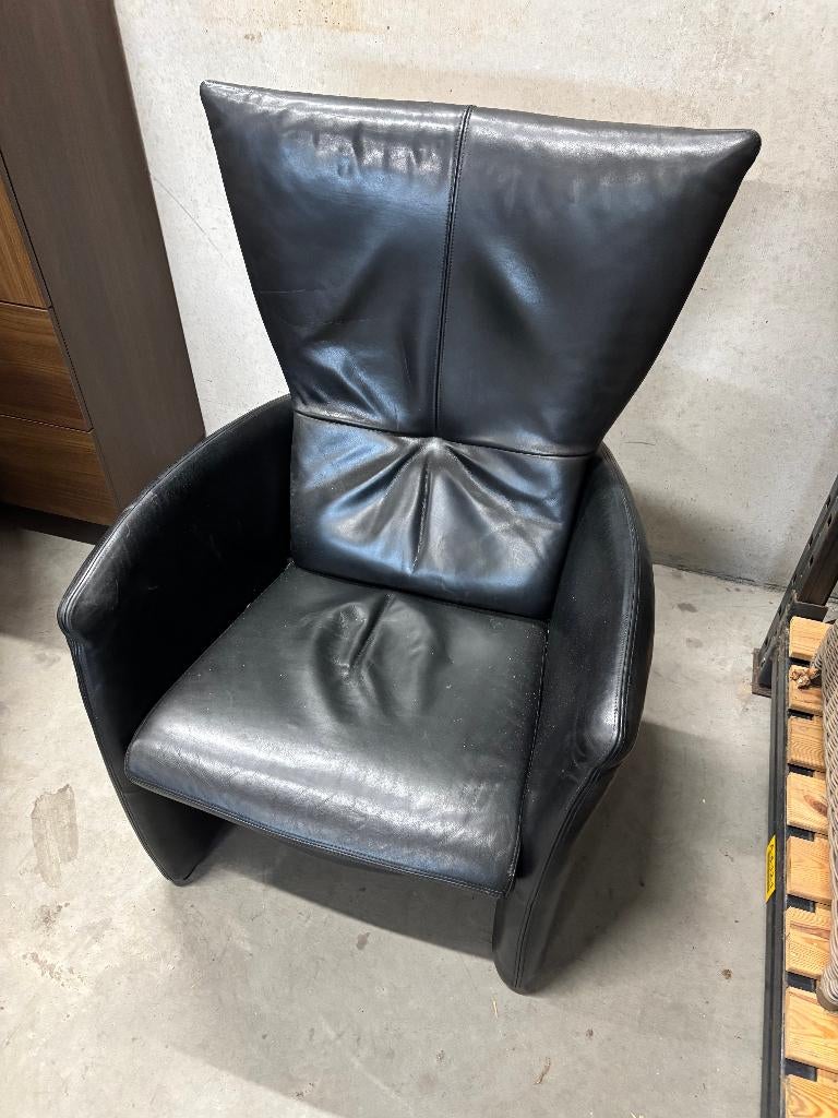 IP Design Pax Relaxfauteuil | Zwart Leer | Markus Hartmann, Huis en Inrichting, Fauteuils, Ophalen, Minder dan 75 cm, Leer, Zo goed als nieuw
