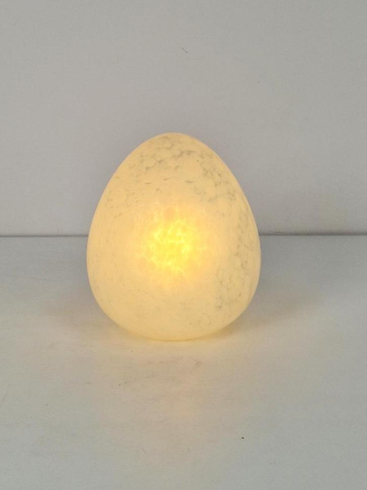 Vintage W.L.P. verlichting Duitsland Egg tafellamp glas '80, Huis en Inrichting, Lampen | Tafellampen, Zo goed als nieuw, Minder dan 50 cm