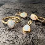 14k gouden opaal set oorbellen ring en hanger, Ophalen of Verzenden