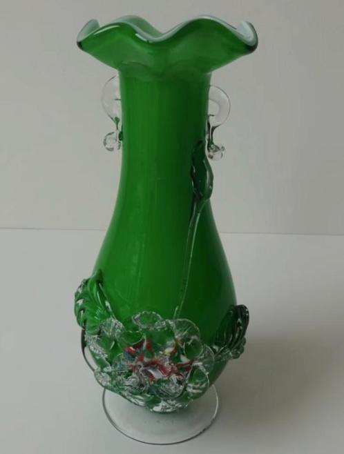 Groene Murano Glas Vaas, Antiek en Kunst, Antiek | Vazen, Ophalen of Verzenden