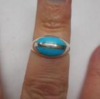 Zilveren vintage ring met turquoise maat ruim 15.75 nr.438, Sieraden, Tassen en Uiterlijk, Ringen, Dame, Kleiner dan 17, Zo goed als nieuw