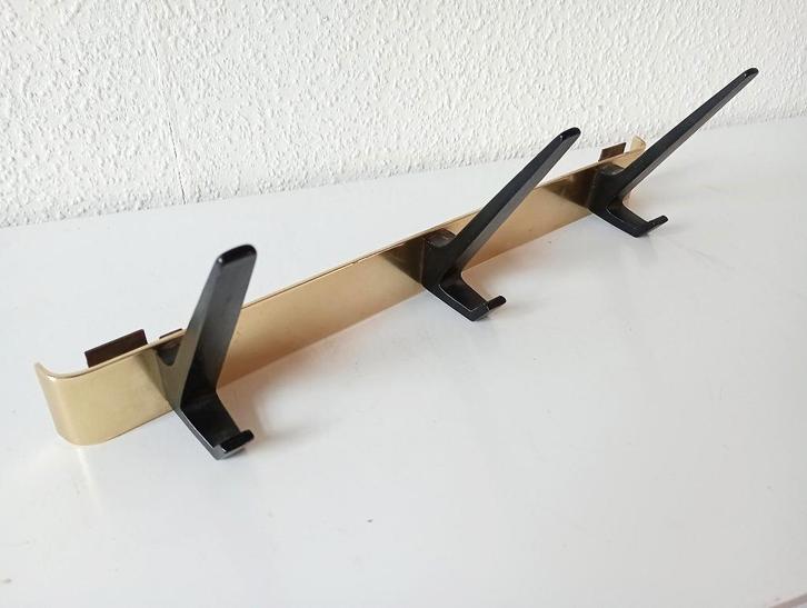 Vintage kapstok met 3 haken, Huis en Inrichting, Woonaccessoires | Kapstokken, Gebruikt, Wandkapstok, Minder dan 100 cm, Metaal