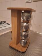Kruidenpotjes carousel hout met glazen potjes, Ophalen, Gebruikt