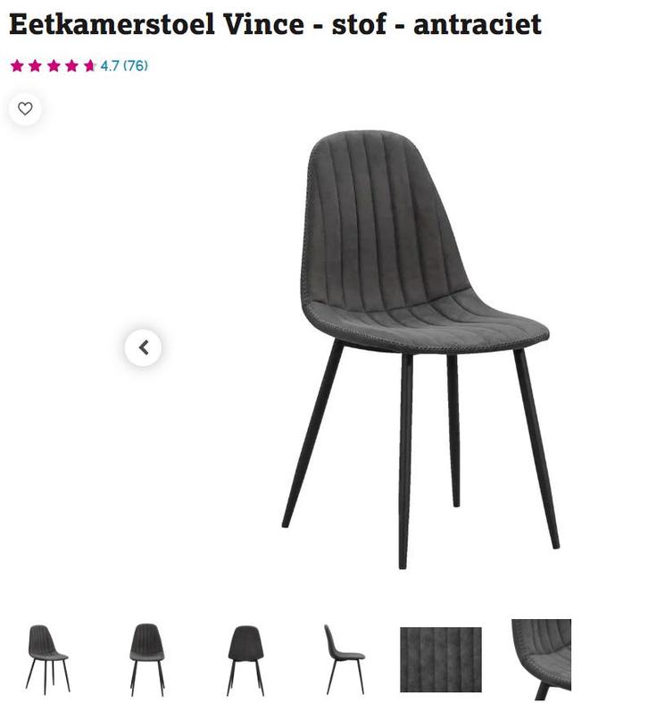 stoel Leenbakker, Huis en Inrichting, Stoelen, Zo goed als nieuw, Vier, Metaal, Stof, Grijs, Ophalen