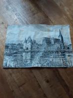 Gezicht op Kampen een prent van Jan Wilminck uit  14-12-1962, Antiek en Kunst, Kunst | Tekeningen en Foto's, Ophalen of Verzenden