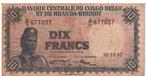 Belgische Congo, 10 Francs, 1957, Postzegels en Munten, Bankbiljetten | Afrika, Los biljet, Overige landen, Verzenden
