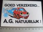 sticker goed verzekerd... A./G. natuurlijk! auto car vintage, Verzenden, Zo goed als nieuw, Bedrijf of Vereniging