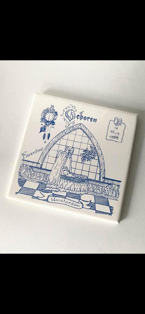 verzamel item:  GEBOORTE TEGELTJE, Verzamelen, Geboortekaartjes en Visitekaartjes, Voor 1970, Ophalen of Verzenden