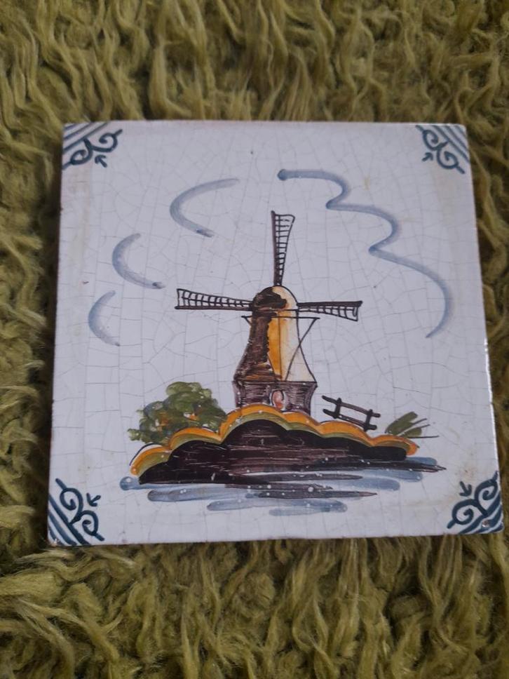 Vintage Tegel met Molen, Antiek en Kunst, Antiek | Wandborden en Tegels, Ophalen of Verzenden