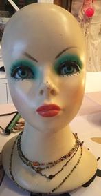 Vintage etalagepop met groene oogschaduw jaren 60/70 Twiggy, Ophalen of Verzenden