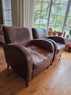 Vintage Leren Fauteuils - Set van 2, Huis en Inrichting, Fauteuils, Ophalen, Gebruikt, 75 tot 100 cm, 50 tot 75 cm