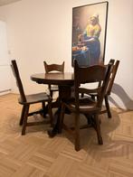 Gratis! Massief eiken eettafel met 4 stoelen, Huis en Inrichting, Complete eetkamers, Ophalen, Gebruikt, 4 tot 6 stoelen