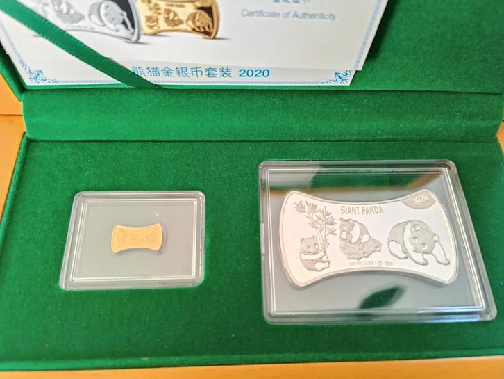 Zeldzame Panda Gouden & Zilveren Set 2020, Postzegels en Munten, Edelmetalen en Baren, Goud, Ophalen of Verzenden