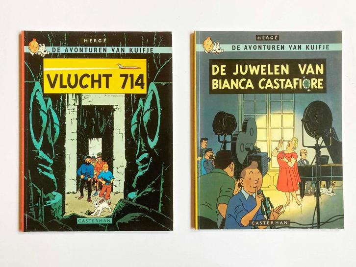 2x Kuifje : Bianca Castafiore (1967) & Vlucht 714 (1968), Boeken, Stripboeken, Gelezen, Meerdere stripboeken, Ophalen of Verzenden