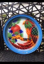 Een kleurrijk geëmailleerd bord vogel, roofvogel van emaille, Verzenden