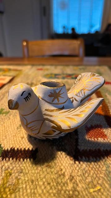 Vintage terracotta aardewerk vredesduif kandelaar Mexico beschikbaar voor biedingen