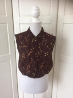Dona Pierce vintage korte aubergine bloemen blouse top M, Maat 38/40 (M), Bruin, Ophalen of Verzenden, Dona Pierce
